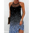 Damen Neckholder Kleid mit funkelndem Gradient-Design R&B