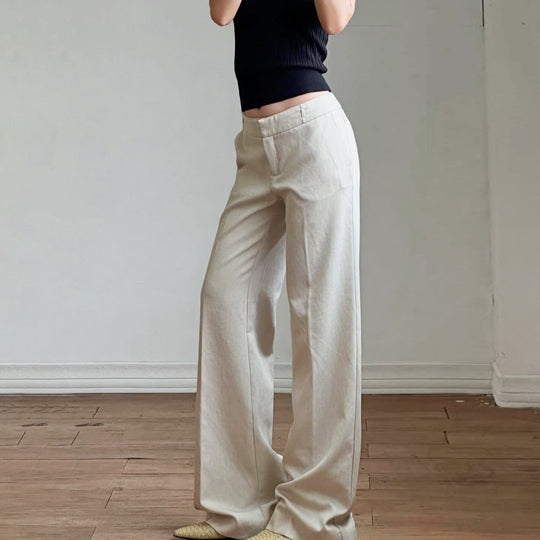 Damen weite Business-Hose mit hohem Bund und eleganten Taschen R&B
