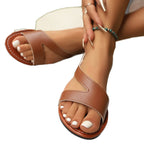Damen Modische Riemensandalen mit eleganten Überkreuz-Riemen und bequemem Fußbett R&B