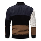 Herren modischer Rollkragenpullover mit modernem Zopfmuster und Farbblockdesign R&B