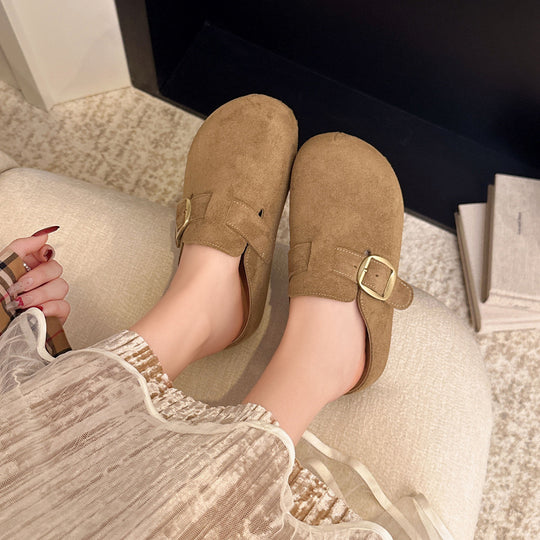 Damen Clogs aus hochwertigem Wildleder mit eleganter Schnalle R&B