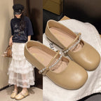 Damen elegante Ballerinas mit Perlenakzenten