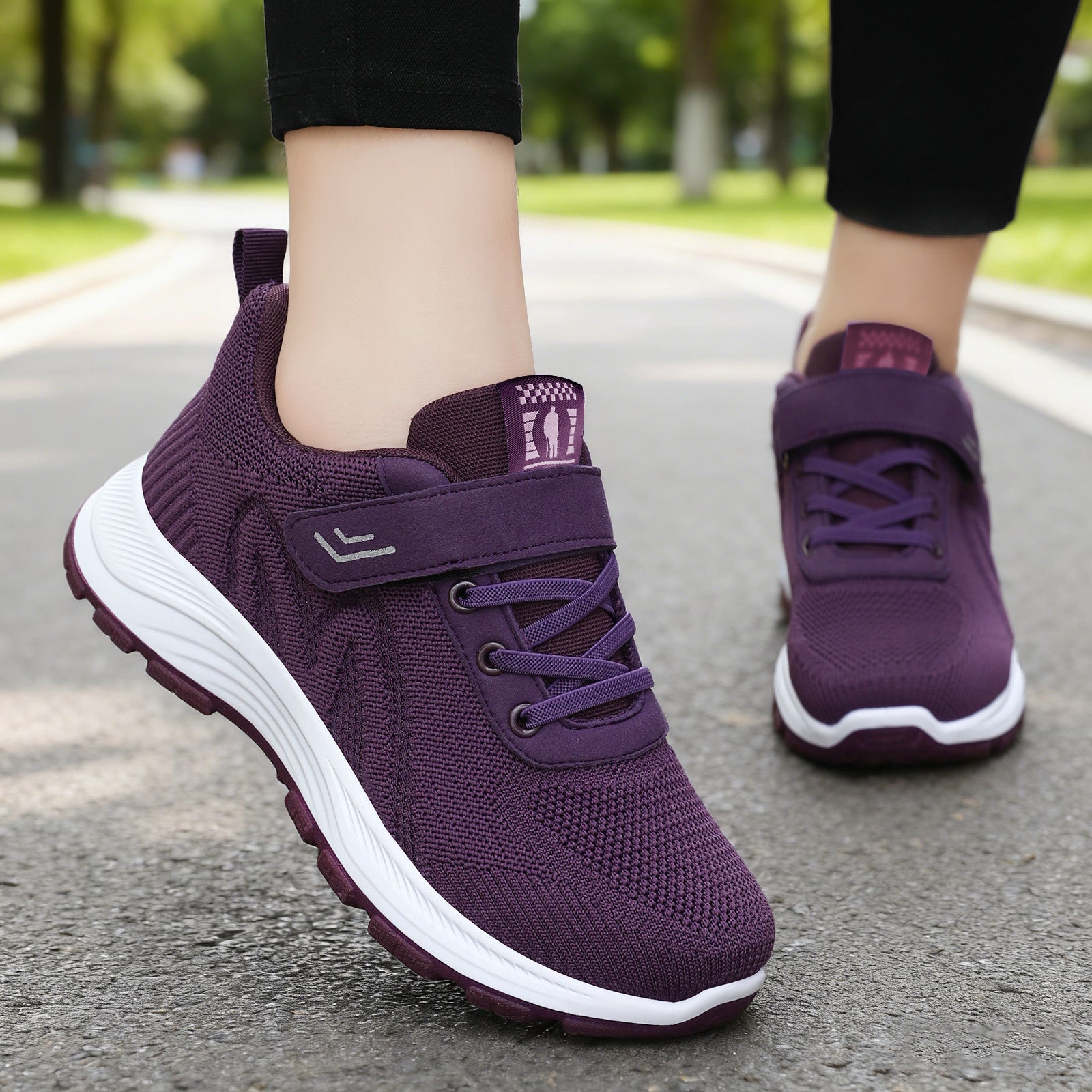 Damen Sportliche Sneakers mit Klettverschluss und atmungsaktivem Mesh-Obermaterial R&B