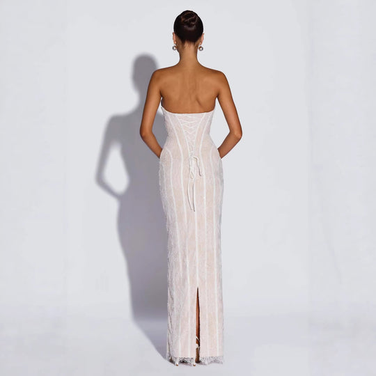 Damen Hochzeitskleid mit elegantem trägerlosen Design und luxuriösem Tüllabschluss R&B