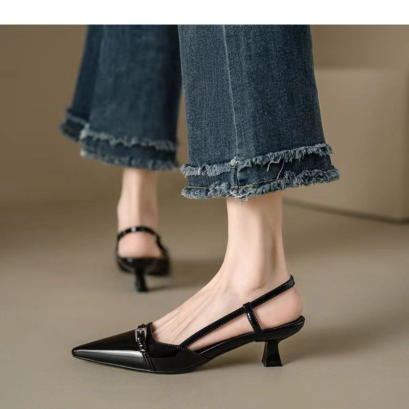 Damen Slingback Pumps mit spitzem Design und glänzender Oberfläche R&B