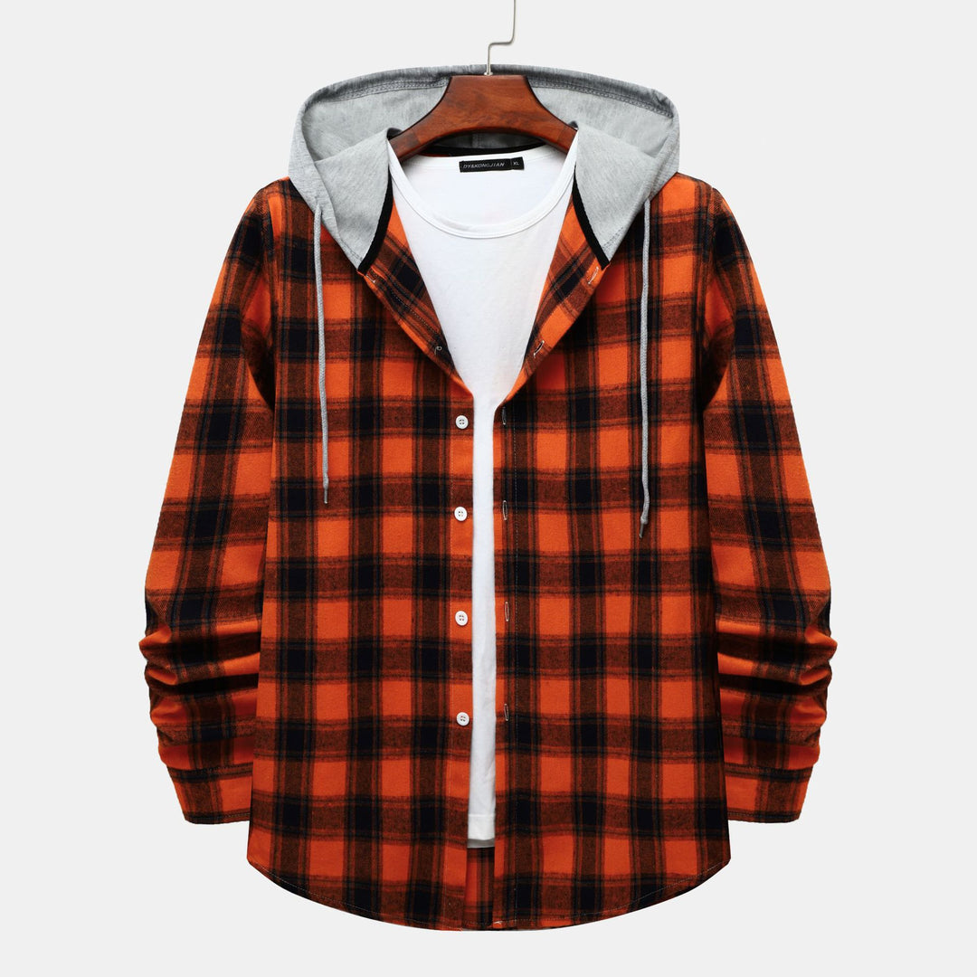 Damen Flanellhemd mit integrierter Kapuze und kariertem Design R&B