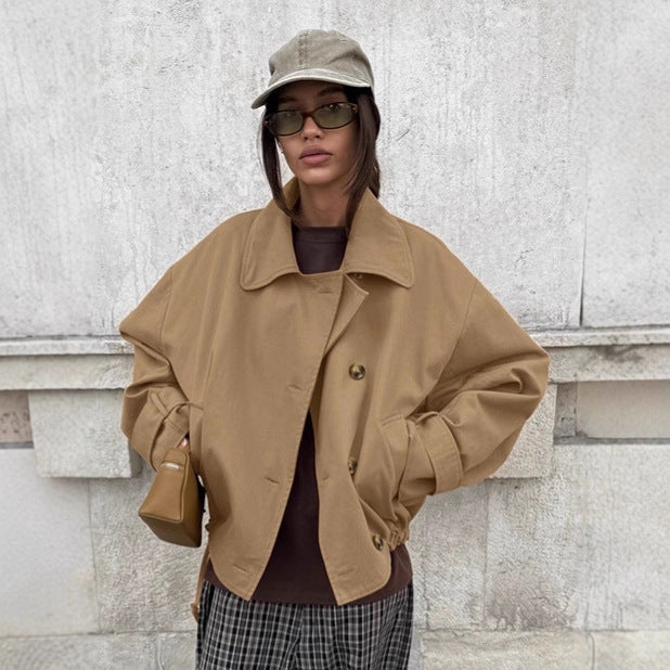 Damen oversized Wickeljacke mit lässigem Schnitt und praktischen Taschen R&B