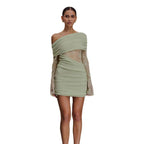 Damen elegantes Minikleid mit Spitzenärmeln R&B