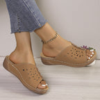 Damen Komfortable Zehentrenner-Sandalen mit floralem Design und ergonomischem Fußbett R&B