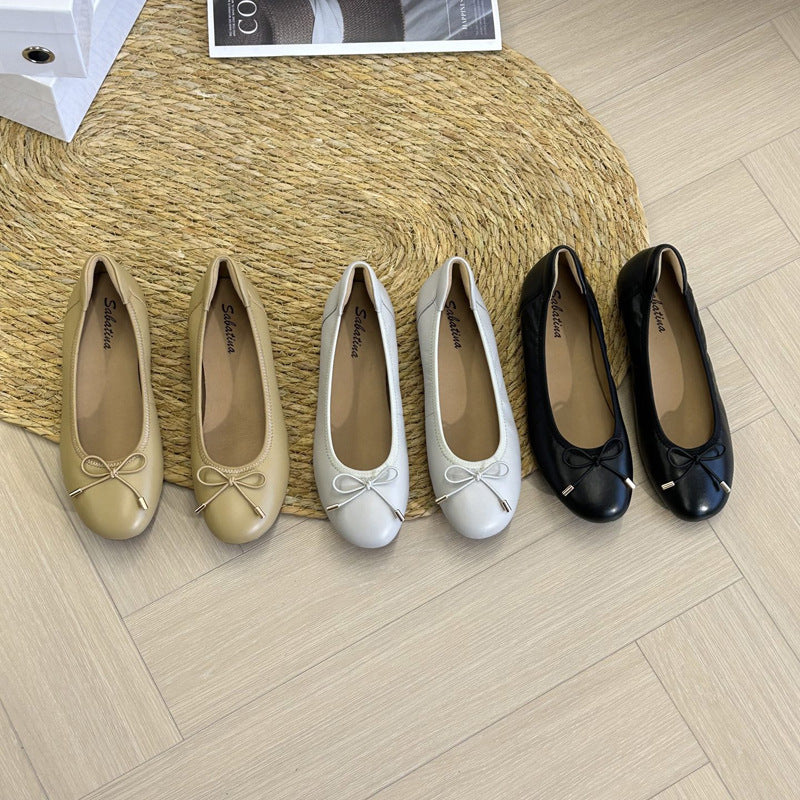 Damen Ballerinas mit modischem Schleifen-Detail und hochwertiger Lederoberfläche