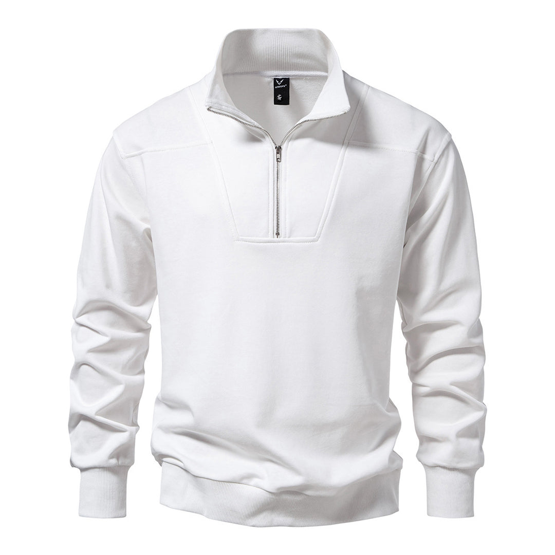 Herren modischer Sweatpullover mit stylischem Stehkragen und praktischem 1/4 Reißverschluss R&B