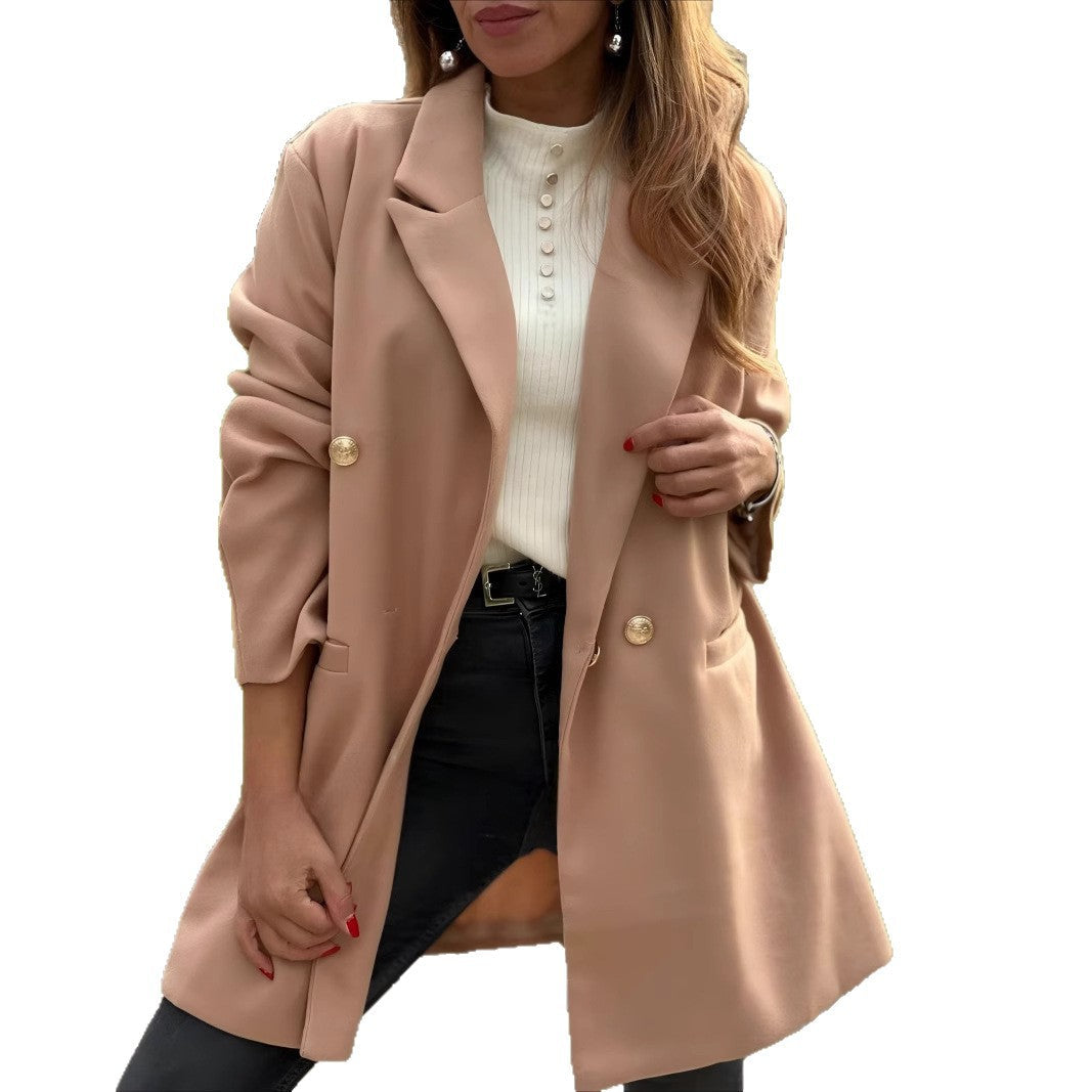 Damen Eleganter Langblazer mit herausragenden Knöpfen R&B