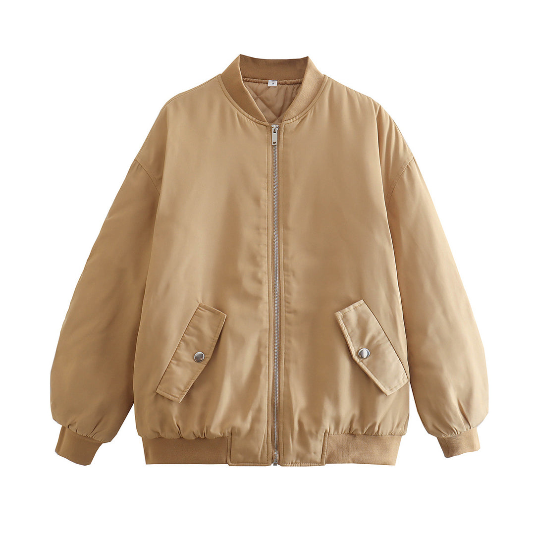 Damen lässige Bomberjacke mit praktischen Taschen und Reißverschluss R&B