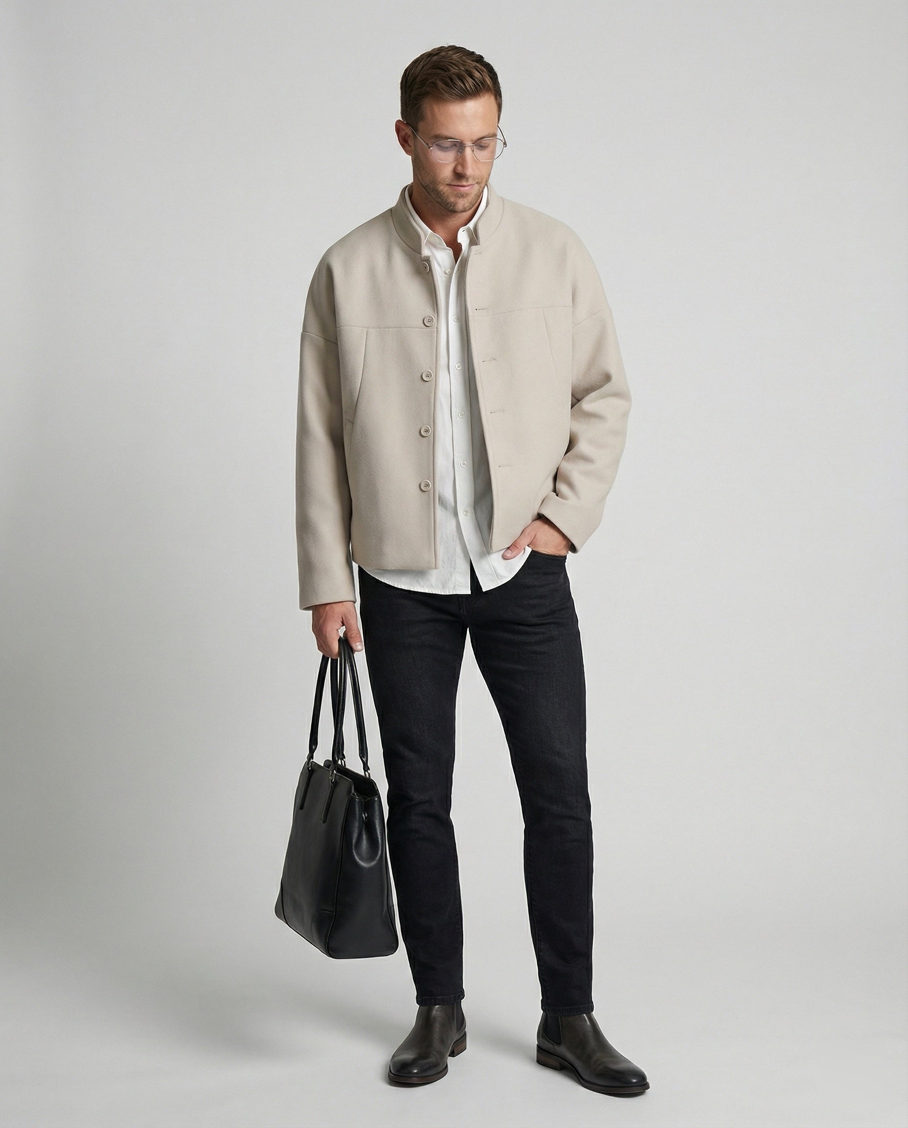 Herren Jacke im Neo-Chinese Style Stehkragen Herbst Freizeit