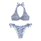 Damen Triangel-Bikini mit verspielten Rüschendetails und elegantem Knotendesign R&B