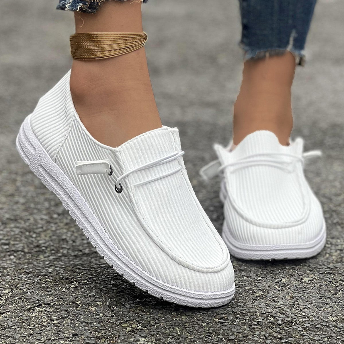Damen Slip-On Sneakers mit elastischem Obermaterial und rutschfester Sohle R&B