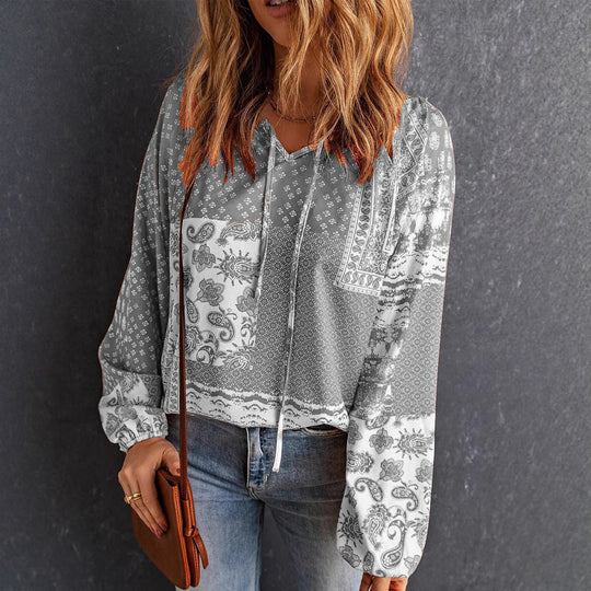 Damen lässiger Kapuzenpullover mit trendigem Paisleymuster R&B
