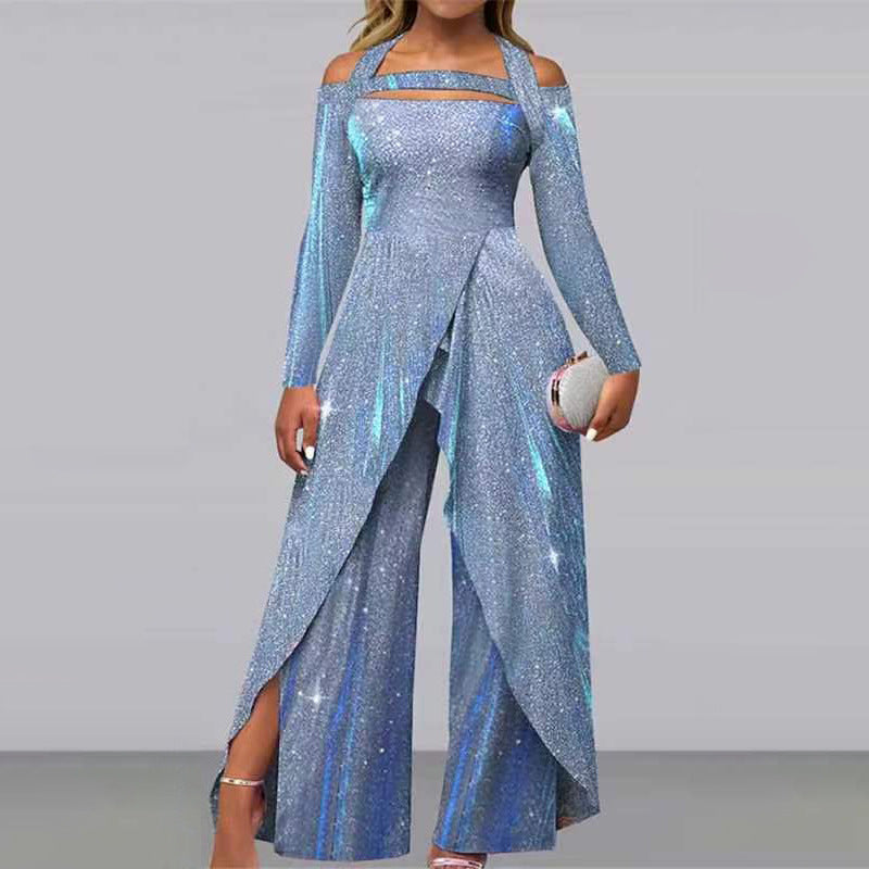 Damen Glamouröses Funktionsjumpsuit mit schimmerndem Effekt und elegantem Design R&B
