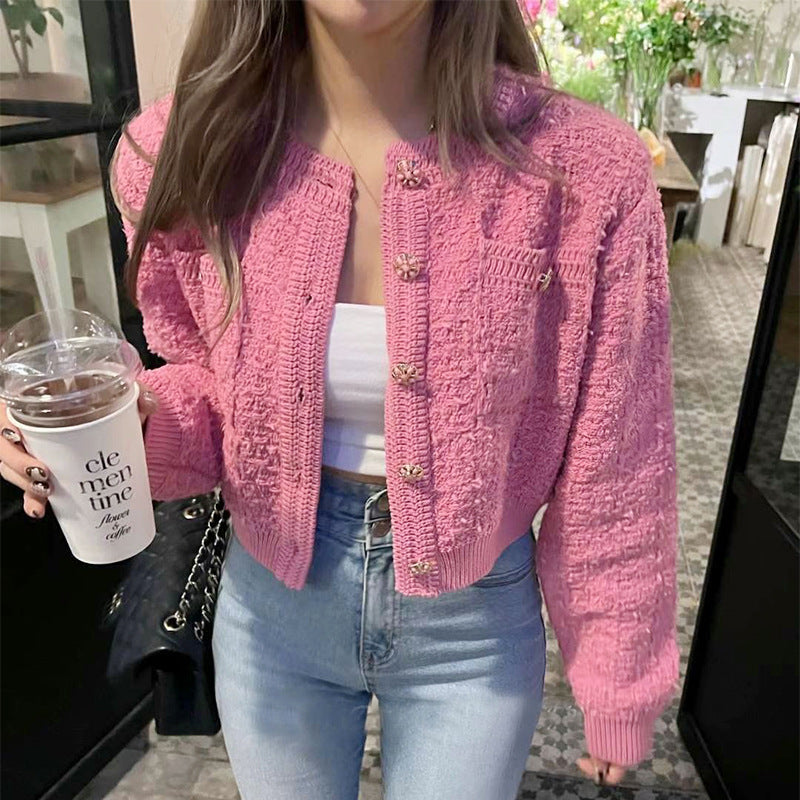 Damen trendige Strickjacke mit dekorativen Knöpfen und lässigem Schnitt R&B