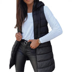 R&B | Ärmellose Lässige Steppjacke mit Kapuze und Reißverschluss