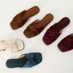 Damen modische Pantoletten mit raffinierter Faltendesign R&B