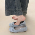 Damen Ballerinas mit zarter Schleifenapplikation und weichem Veloursleder EB