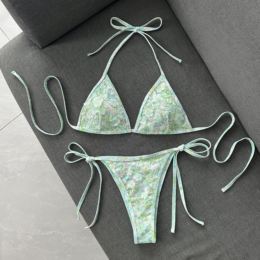 Damen Triangel-Bikini mit luxuriöser Stickerei R&B