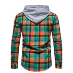 Herren Flanellhemd mit Kapuze und kariertem Design