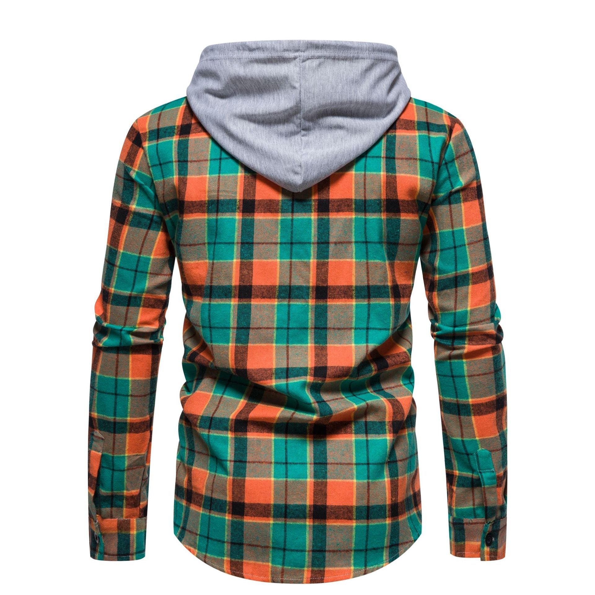 Herren Flanellhemd mit Kapuze und kariertem Design