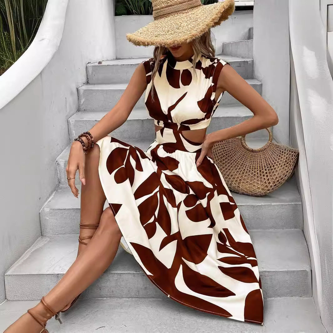 Damen Asymmetrisches Kleid mit Cut-Out-Details und Floralem Design R&B