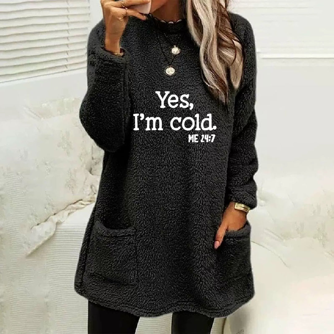 R&B | Übergröße Sweatshirt Doppelseitiges Fleece Buchstabenprint Seitentaschen Langarm