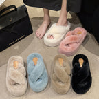 Damen Flauschige Hausschuhe mit elegantem Knöchelriemen