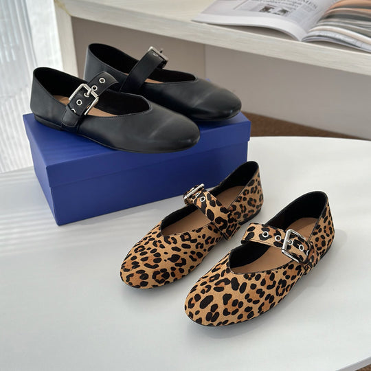 Damen elegante Ballerinas mit modischem Schnallen-Detail R&B