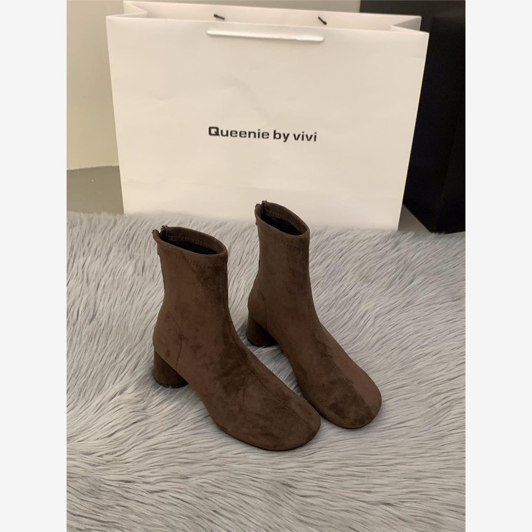 Damen Elegante Stiefeletten mit modischem Blockabsatz und Reißverschluss R&B