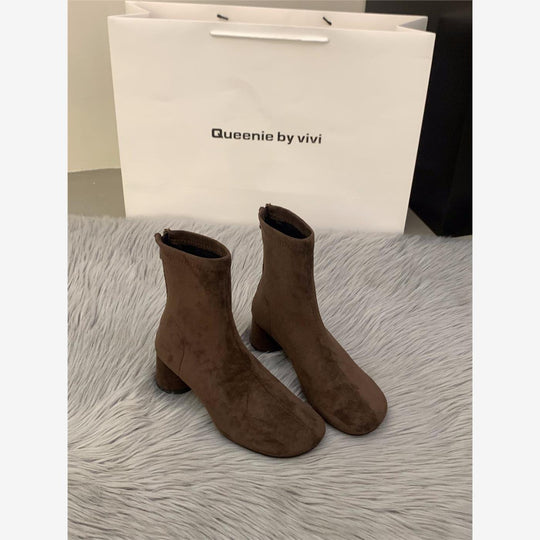 Damen Elegante Stiefeletten mit modischem Blockabsatz und Reißverschluss R&B