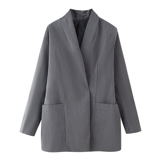 Damen elegante Blazerjacke mit Taschen und modernem Schnitt R&B
