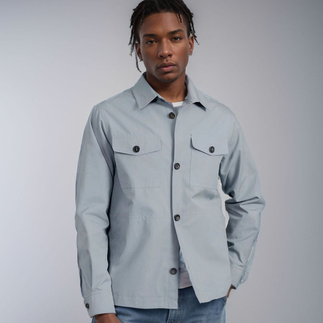 Herren lässige Utility-Jacke mit praktischen Klappentaschen und modernem Schnitt R&B