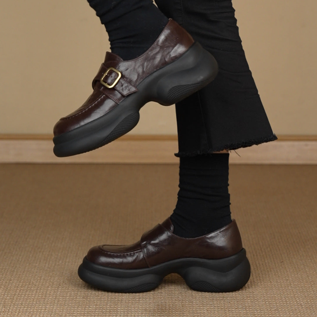 Damen Mokassins mit elegante Schnalle und komfortabler Plattformsohle