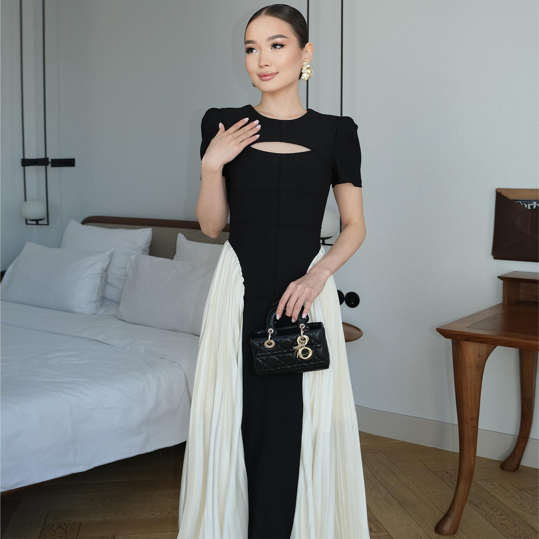 Damen Maxi-Kleid mit einzigartigem Cut-Out und drapiertem Rock R&B
