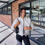 Damen lässige Bomberjacke mit elastischem Saum und praktischen Eingrifftaschen R&B