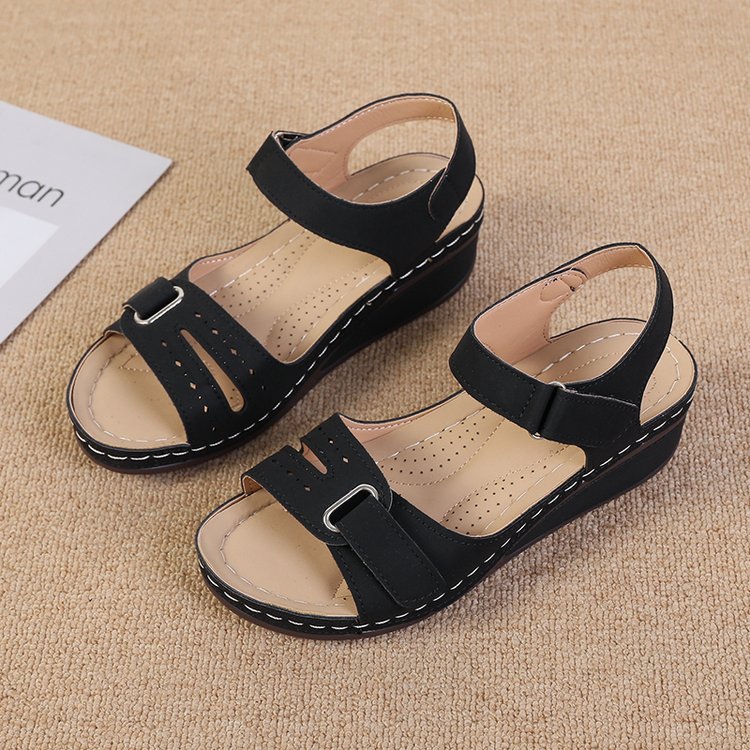 Damen Komfortable Keilsandalen mit verstellbaren Riemen und ergonomischem Fußbett R&B