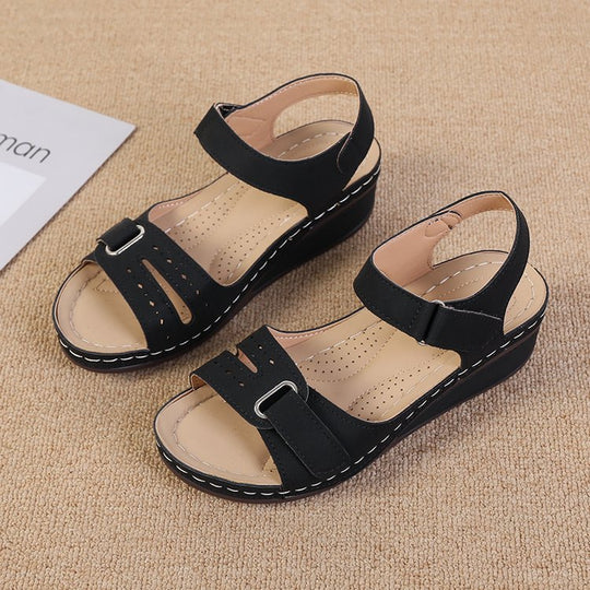 Damen Komfortable Keilsandalen mit verstellbaren Riemen und ergonomischem Fußbett R&B