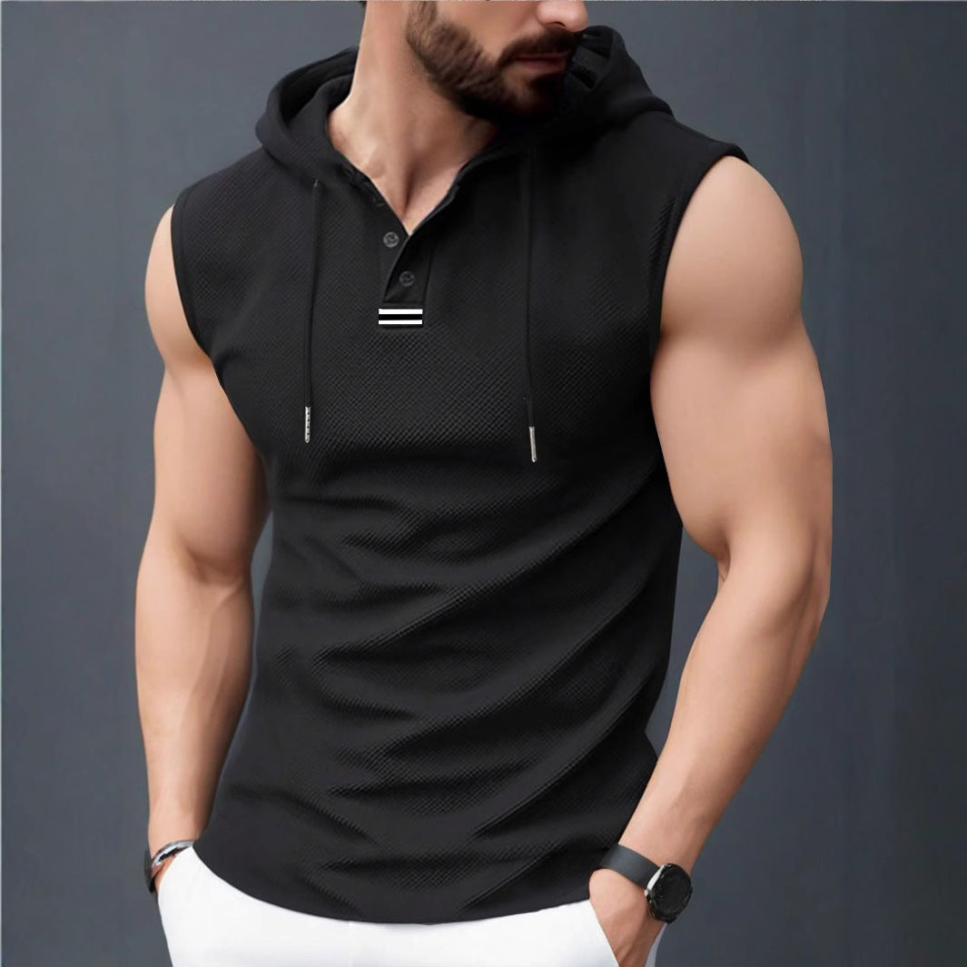 Herren ärmelloses Hoodie-Shirt mit strukturierter Oberfläche R&B
