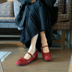 Damen Ballerinas mit elegantem Riemen und hochwertigem Lackleder R&B