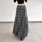 Damen Maxirock mit R&Brnem Karomuster und eleganter Schlitzgestaltung R&B