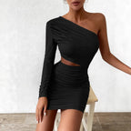 Damen Einseitiges, figurbetontes Kleid mit Raffungen und Cut-Out R&B