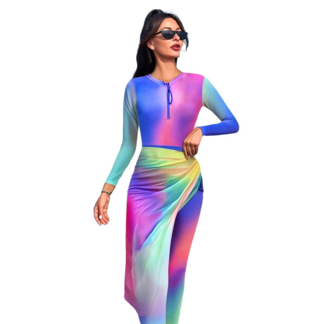Damen modischer Langarm-Surfsuit mit Wickeloptik R&B