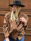 Damen Oversize Wildlederjacke mit modernem Schnitt und praktischen Taschen R&B