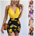 Damen Bodycon Kleid mit floralem Design und angesagtem Wickelausschnitt R&B