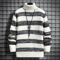 Herren hochgeschlossener gestreifter Pullover